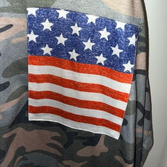 Camo Tank Top with American Flag Pocket - Picture 2 of 4